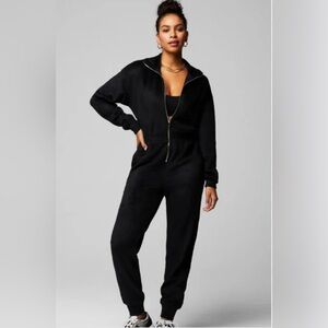 Fabletics Black Zip-Front Jumpsuit